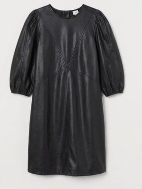 H&M Black soft imitation leather mini dress size Small